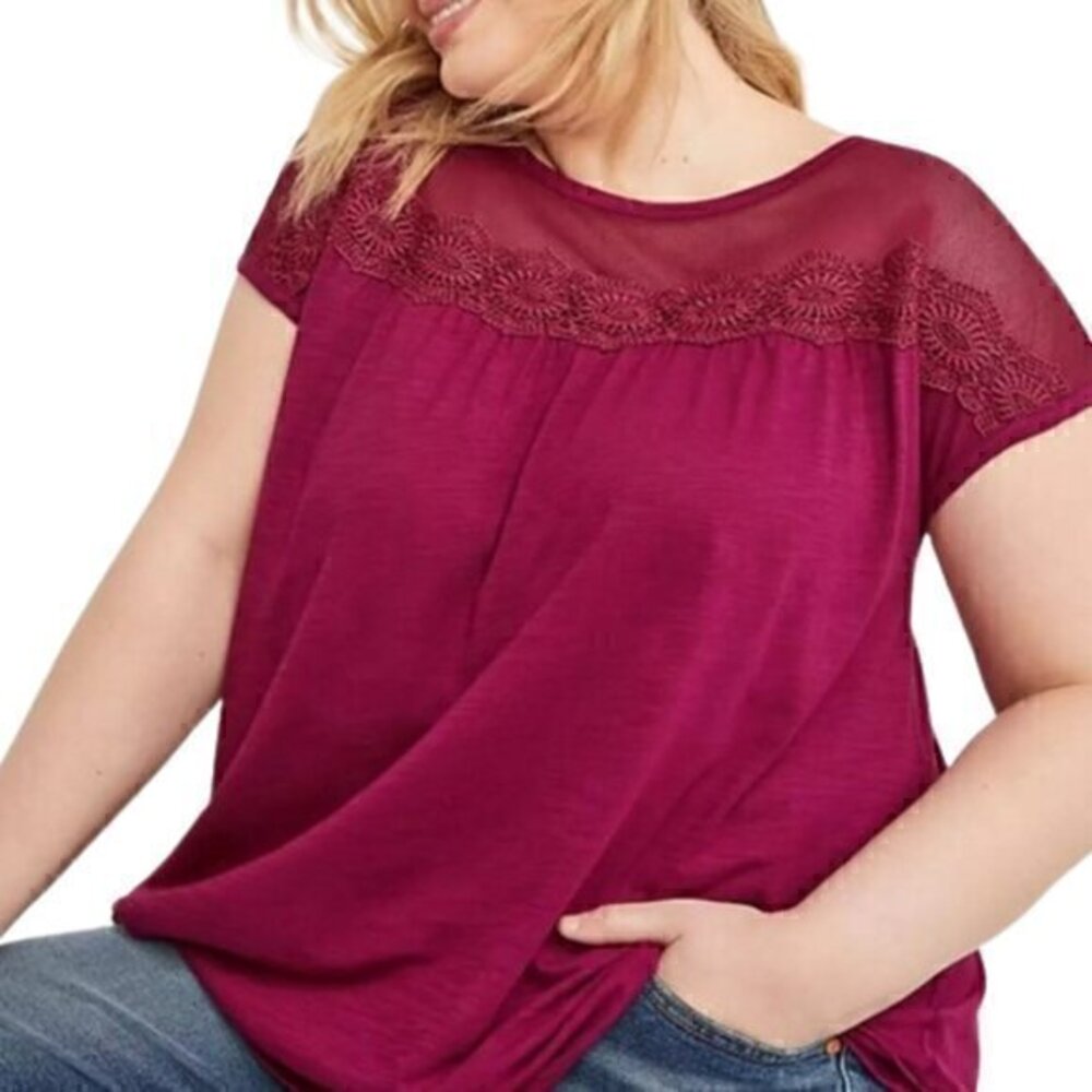 [Lane Bryant] Sheer Top Short Sleeve - Size 14/16